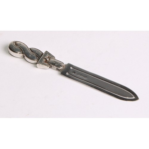 1239 - Signopaginophilia - a Victorian silver novelty bookmark, as a cutlass, 8.5cm long, Charles Horner, C... 