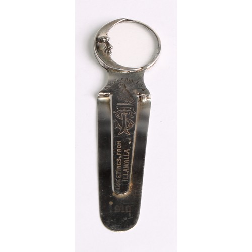 1251 - Signopaginophilia -an Edwardian silver novelty bookmark, the rebus terminal with an eye and inscribe... 