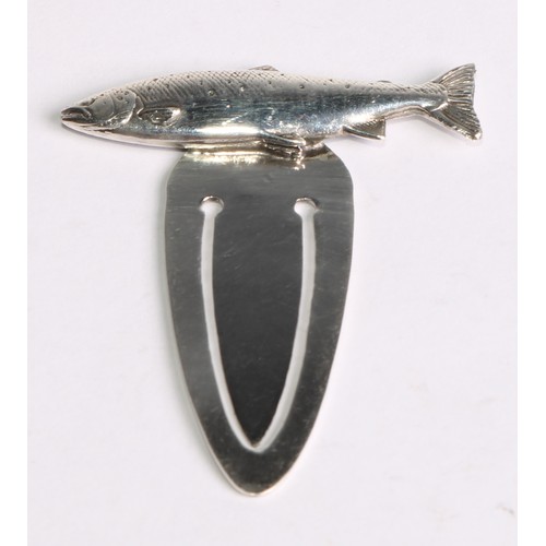 1238 - Signopaginophilia - a sterling silver novelty bookmark, the terminal as a fish, 5cm long; an Italian... 