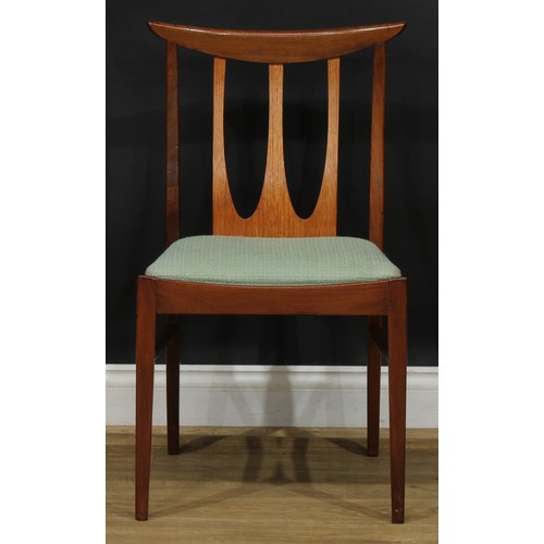 2068 - Mid-century Design - a set of six G Plan Brasilia afromosia and teak dining chairs, 82.5cm high, 47.... 