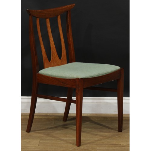 2068 - Mid-century Design - a set of six G Plan Brasilia afromosia and teak dining chairs, 82.5cm high, 47.... 