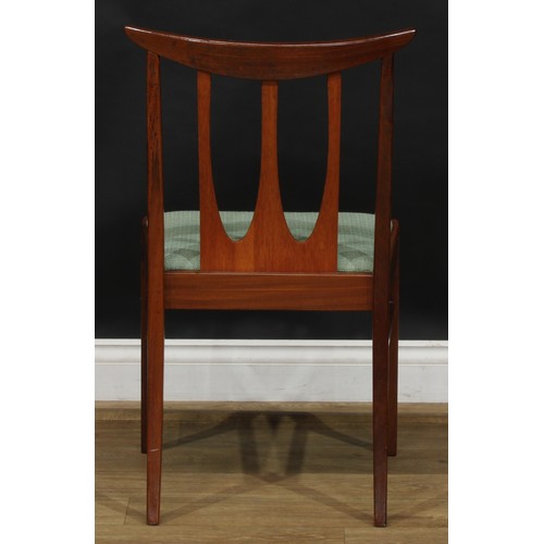 2068 - Mid-century Design - a set of six G Plan Brasilia afromosia and teak dining chairs, 82.5cm high, 47.... 