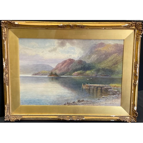 544 - Emile A. Stock 
Tranquil Reflections on the Loch, 
signed, dated 1907, 34cm x 52cm.