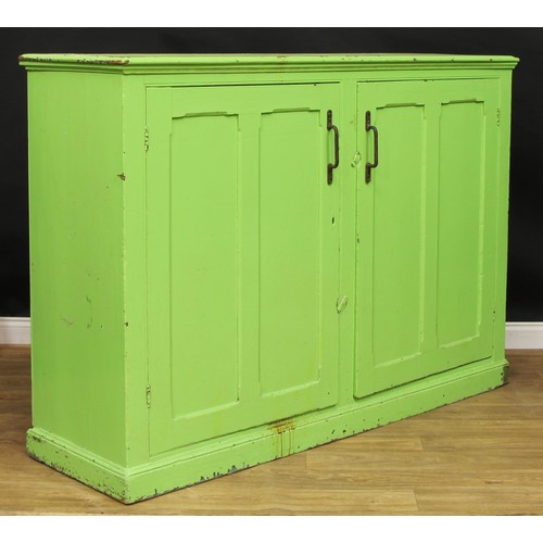 1836 - A late 19th/early 20th century painted pine servants' quarters low housekeeper’s provision cupboard,... 