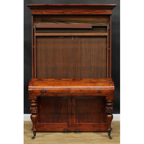 1871 - A 19th century mahogany and rosewood cabinet piano, by T. C. Bates, 6 Ludgate Hill, 195.5cm high, 13... 