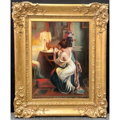 553 - After Delphin Enjolras (1865 - 1945)
Lady in a Boudoir
bears signature, oil on canvas, 59cm x 43.5cm