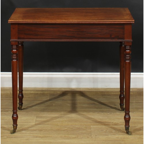 2232 - A Regency mahogany side or centre table, of small and neat proportions, rectangular top with channel... 