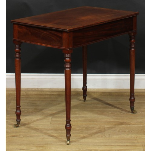 2232 - A Regency mahogany side or centre table, of small and neat proportions, rectangular top with channel... 