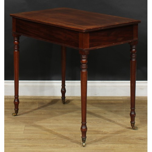 2232 - A Regency mahogany side or centre table, of small and neat proportions, rectangular top with channel... 