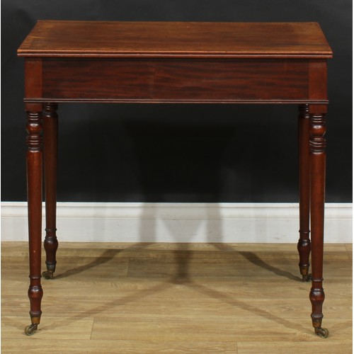 2232 - A Regency mahogany side or centre table, of small and neat proportions, rectangular top with channel... 