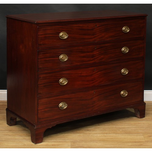 2233 - A George III mahogany secretaire chest, rectangular top with moulded edge above four long drawers, t... 