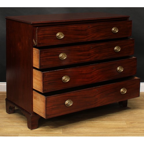 2233 - A George III mahogany secretaire chest, rectangular top with moulded edge above four long drawers, t... 