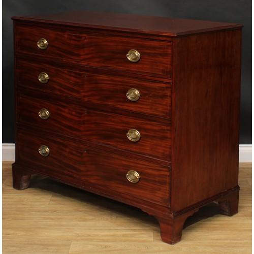 2233 - A George III mahogany secretaire chest, rectangular top with moulded edge above four long drawers, t... 