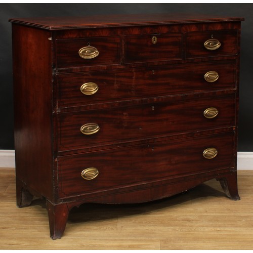 2234 - A Regency mahogany chest, rectangular top with reeded edge above three short and three long graduate... 