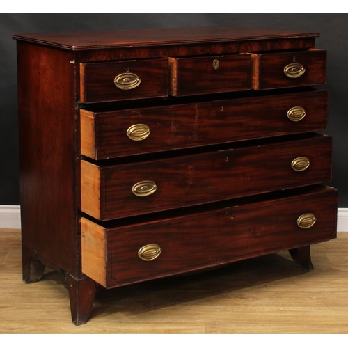 2234 - A Regency mahogany chest, rectangular top with reeded edge above three short and three long graduate... 