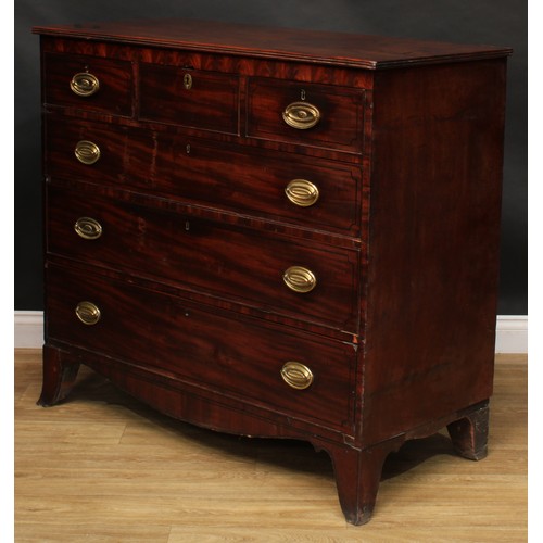 2234 - A Regency mahogany chest, rectangular top with reeded edge above three short and three long graduate... 