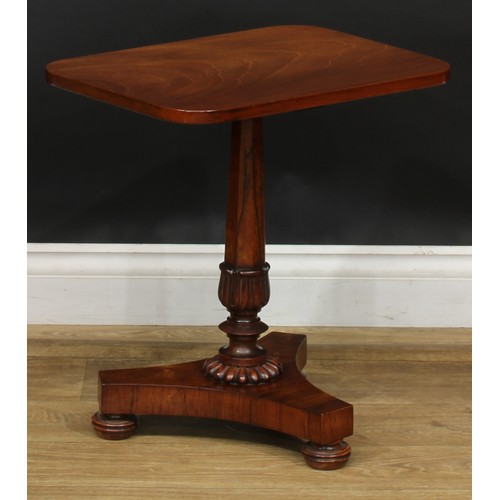 2539 - A pair of William IV mahogany and rosewood low wine tables, each with a rounded rectangular top, lot... 