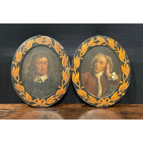 591 - English school, 19th century, a pair, Alexander Pope (1688-1744) and John Milton (1608-1674), bust l... 