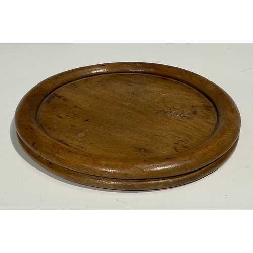 2744 - Treen - a 19th century lugged circular sycamore bowl, 20cm in diameter; a 19th century circular turn... 