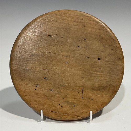 2744 - Treen - a 19th century lugged circular sycamore bowl, 20cm in diameter; a 19th century circular turn... 