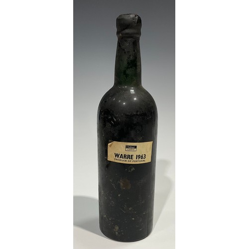 2748 - Vintage Port - two bottles, Warre 1963, Produce of Portugal, imported by Peatling & Cawdron, paper l... 