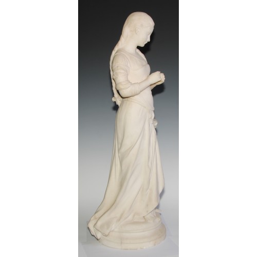 2713 - H M** (Italian School, 19th century), a cararra marble, Thoughts of Her Sweetheart, waisted circular... 