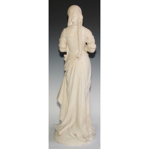 2713 - H M** (Italian School, 19th century), a cararra marble, Thoughts of Her Sweetheart, waisted circular... 