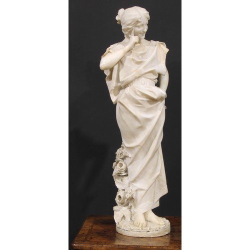 2718 - Italian School (19th century), a marble, Pleasant Thoughts,  82cm high