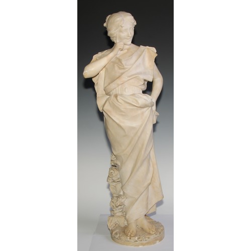 2718 - Italian School (19th century), a marble, Pleasant Thoughts,  82cm high