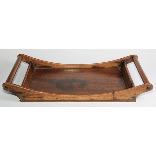 1673 - A 19th century mahogany bread coaster, bail handles, 53.5cm wide