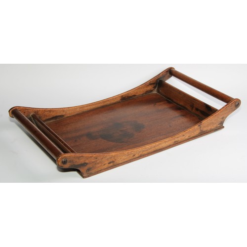 1673 - A 19th century mahogany bread coaster, bail handles, 53.5cm wide