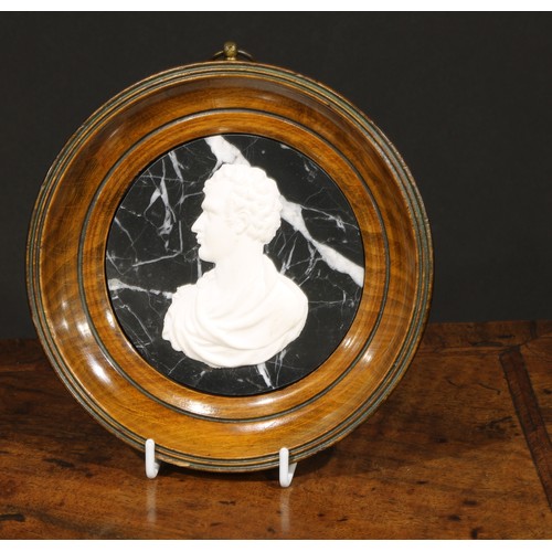 2739 - The Cult of Byron and Byronmania - a biscuit porcelain relief portrait plaque, of George Gordon Byro... 