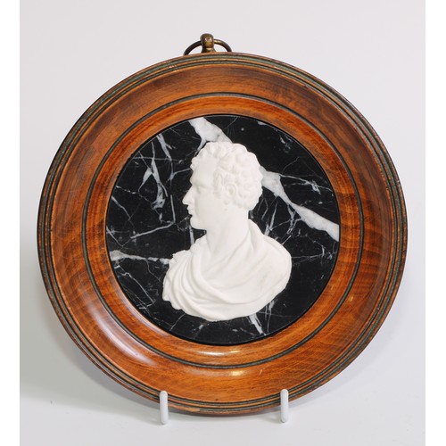 2739 - The Cult of Byron and Byronmania - a biscuit porcelain relief portrait plaque, of George Gordon Byro... 