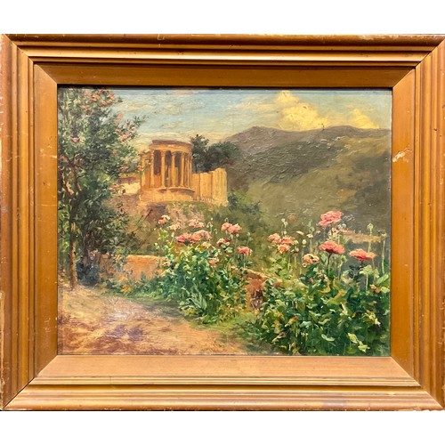 566 - Attributed to Middleton Alexander Jameson (1851–1919) 
Garden with Classical Ruins
inscribed to vers... 