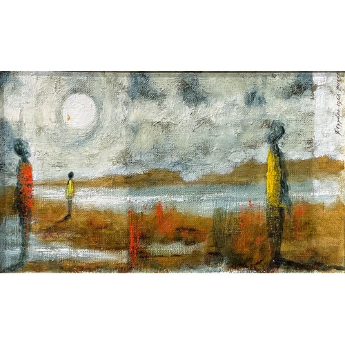 720 - Pucci (mid-20th century)
Figures Amongst Tall Grasses
signed, dated 1965, oil on board, 13.5cm x 44.... 