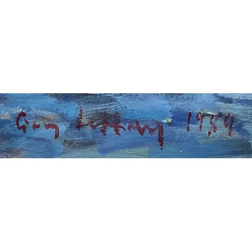 611 - G** L**
Twickenham Bridge, Evening
signed dated 1989, oil on paper, 26cm x 66cm