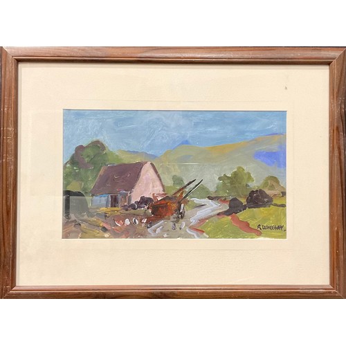 727 - Robert Dunleavey (Irish Bn.1970)
Farmyard with Cart and Chickens
signed, oil on board, 21.5cm x 37.5... 