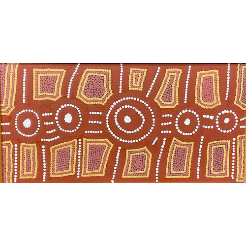 645 - Kitty Evans Nakamarra (Australian Aboriginal Bn. 1951), after, Witchetty Grub Dreaming, fabric print... 