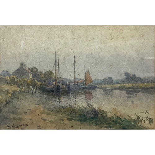 527 - Adam Knight (1855 - 1931)
A pair, Moored Fishing Boats and Heading Home
signed, watercolour, 18cm x ... 