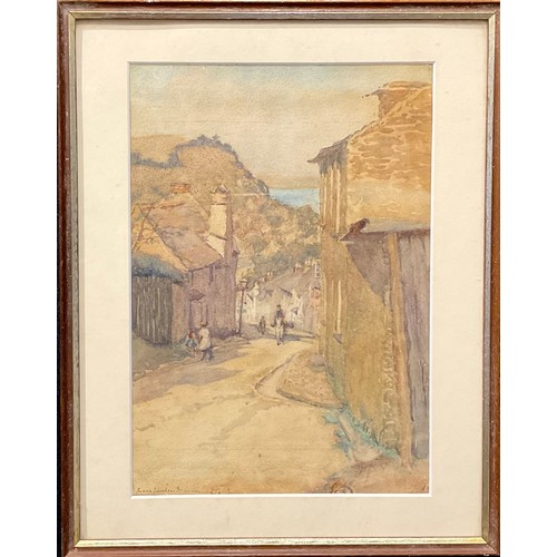 618 - English School (early 20th century)
A Steep Cornish Street
indistinctly inscribed, watercolour, 29cm... 