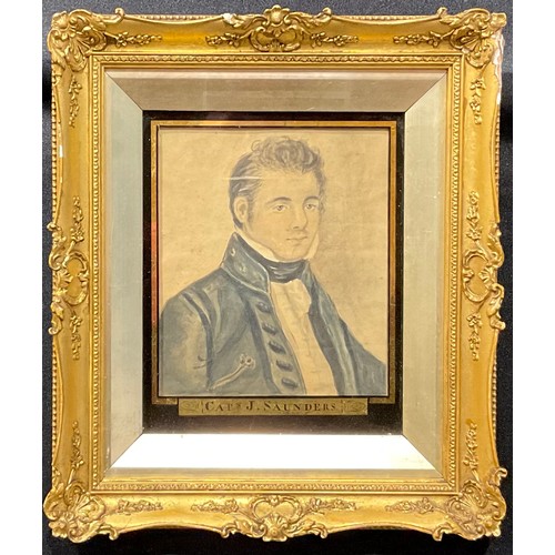 617 - English School (early 19th century)
Portrait of Captain J Saunders
watercolour, titled to verre eglo... 