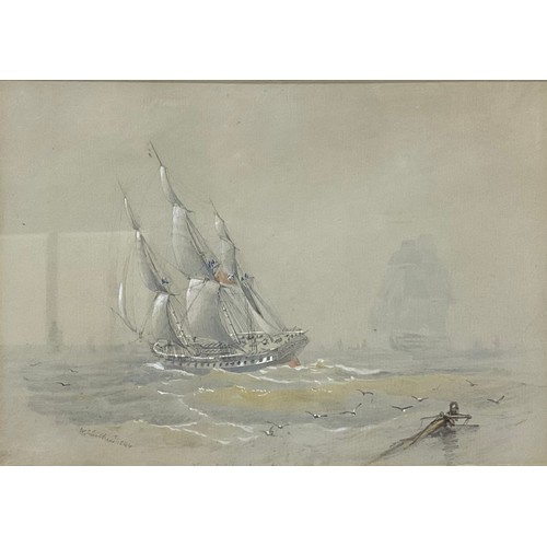 744 - W J Leatham (19th century)
A pair, HMS Childers and A Frigate Beating to Windward
signed, dated 1844... 