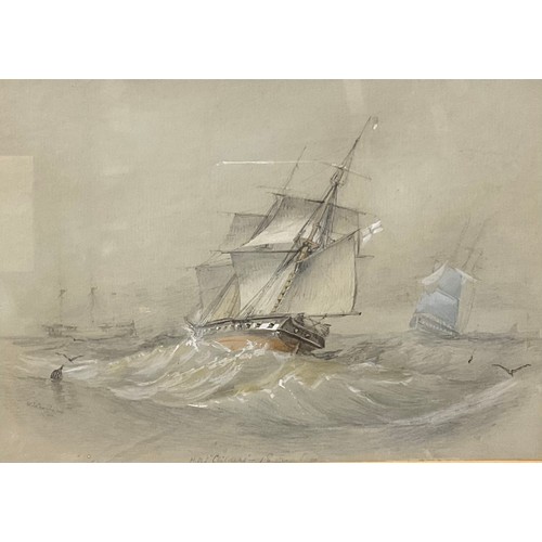 744 - W J Leatham (19th century)
A pair, HMS Childers and A Frigate Beating to Windward
signed, dated 1844... 