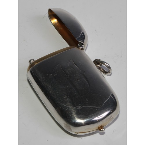 974 - A George V silver rounded rectangular novelty patent combination vesta, sovereign and stamp case, hi... 