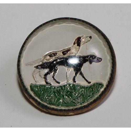 2267 - A set of six early 20th century novelty buttons, each decorated with a pair of sporting dogs, 1.5cm ... 