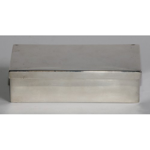 1098 - A Victorian silver rectangular sandwich box, quite plain, hinged cover and fall front, 14cm wide, W ... 