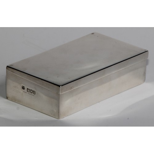 1098 - A Victorian silver rectangular sandwich box, quite plain, hinged cover and fall front, 14cm wide, W ... 