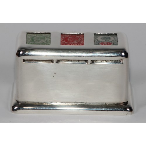 1175 - An Edwardian silver rounded rectangular three-section stamp box, of unusually large size, the hinged... 