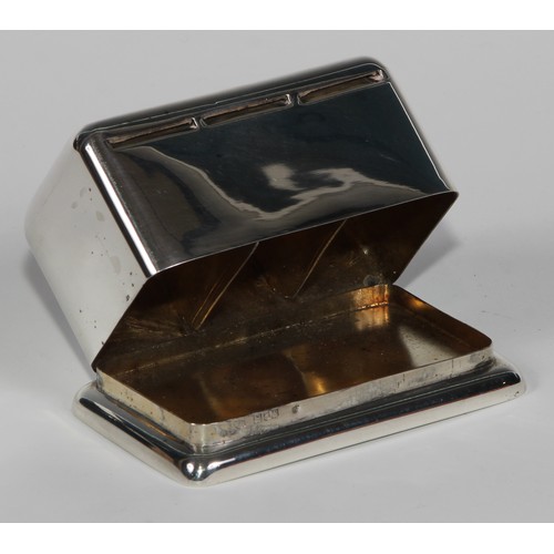 1175 - An Edwardian silver rounded rectangular three-section stamp box, of unusually large size, the hinged... 