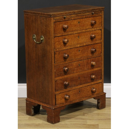 2659 - An Arts & Crafts period oak collector’s specimen chest, rectangular top above a slide and six long d... 